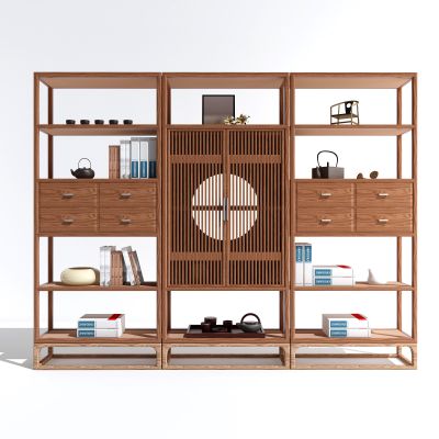 新中式古典实木博古架