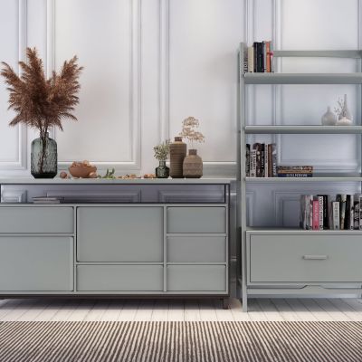 北欧简约边柜书架