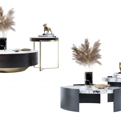 现代圆形茶几组合