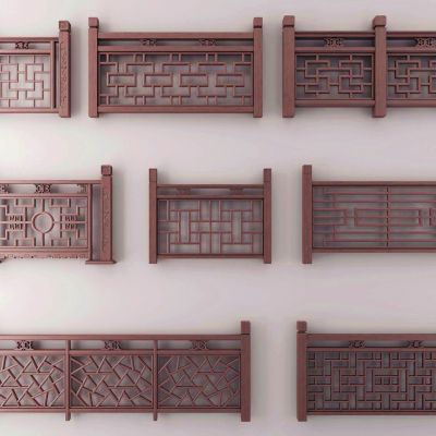 中式实木雕花栏杆