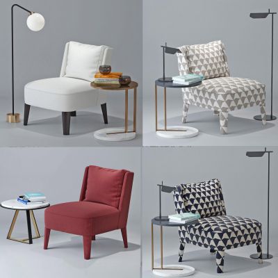 现代椅子边几落地灯组合