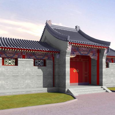 中式古建筑入口大门