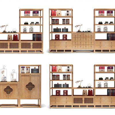 新中式茶叶店柜子展柜多宝格
