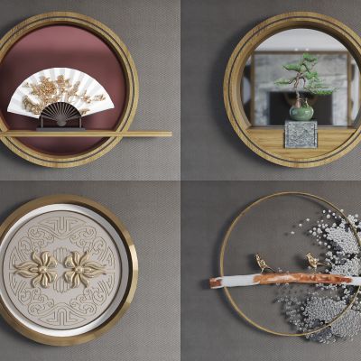 新中式圆形墙饰挂件