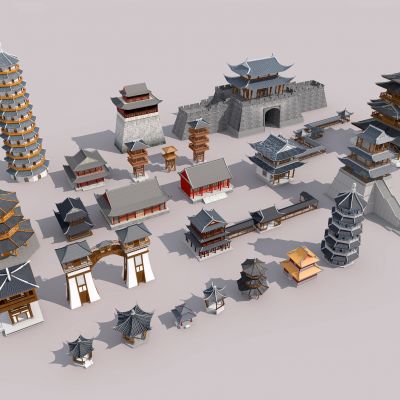 中式古建大门凉亭