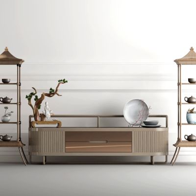 现代轻奢法式电视柜摆件根雕