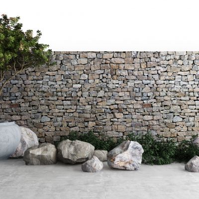 现代石头墙院墙围墙