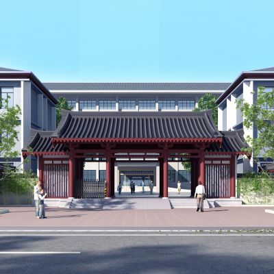 中式古建政府机关大楼门头