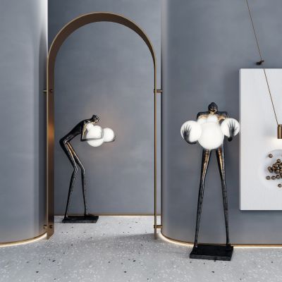 现代金属小人雕塑雕像落地灯