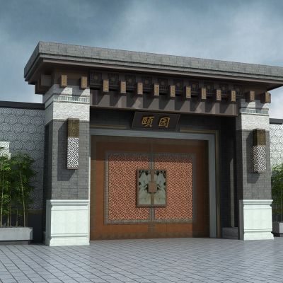 新中式古典入户入口大门