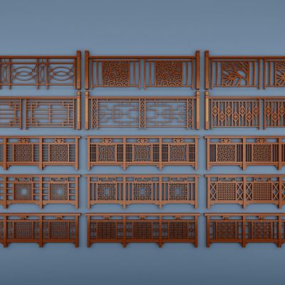 中式实木雕花栏杆