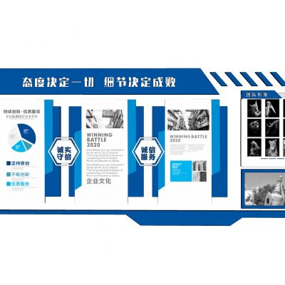 现代文化墙 蓝色文化墙