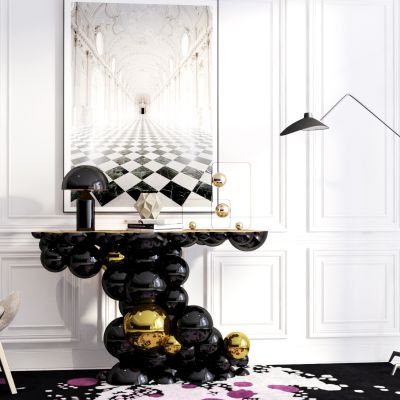 现代法式异形装饰柜玄关柜边柜休闲椅子