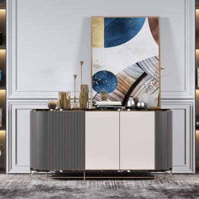 现代轻奢边柜电视柜玄关柜摆件