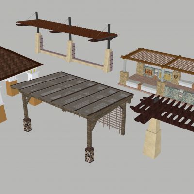 新中式风格廊架_花架_连廊_凉亭