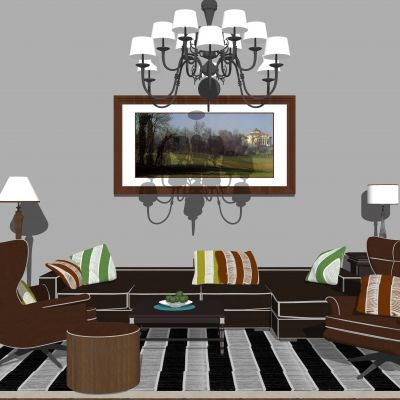 美式沙发茶几组合