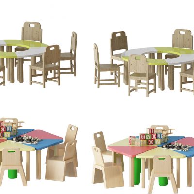 现代幼儿园儿童实木桌椅