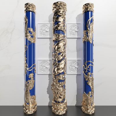 中式龙凤纹理浮雕