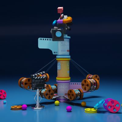 现代电影院美陈陈设摆件