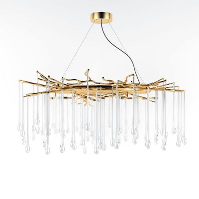 现代树枝形状异形多头金属水晶吊灯