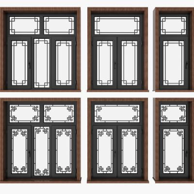 新中式铝合金窗组合