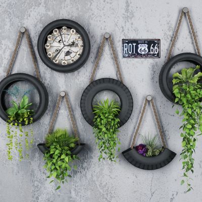 工业风轮胎植物吊篮