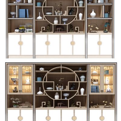 新中式古典实木博古架