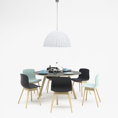 现代圆形餐桌椅组合