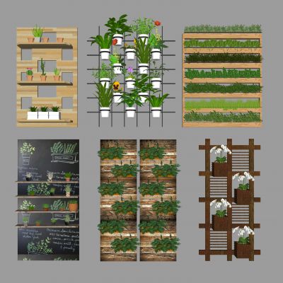 新中式绿植墙 背景墙