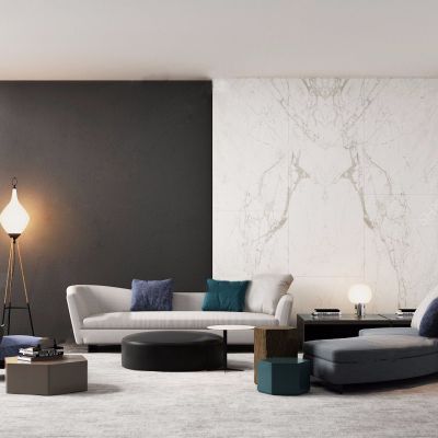 现代户型沙发落地灯茶几边几