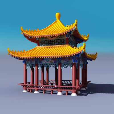 中式古建彩绘凉亭