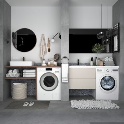 现代卫浴配件洗衣机台盆浴室柜