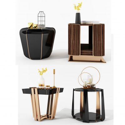 现代轻奢圆形方形边几