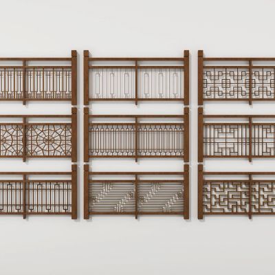 中式实木雕花栏杆