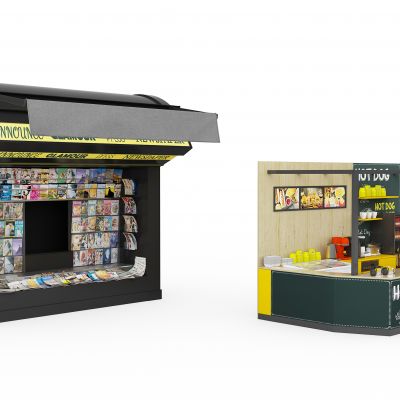 现代售卖亭报摊报刊亭售货亭摊位