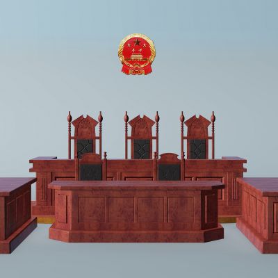 现代审判桌椅子国徽组
