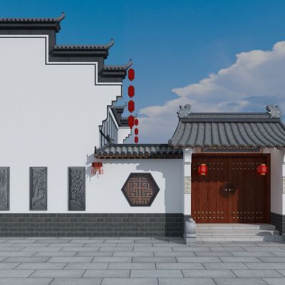 中式徽派建筑古建门头大门