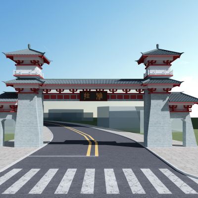 中式古建筑牌楼门楼