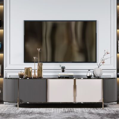 现代轻奢电视柜背景墙花瓶摆件