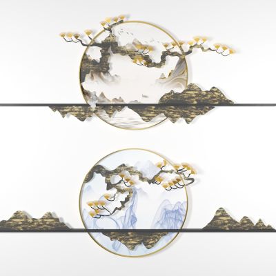 新中式金属墙饰山脉挂件