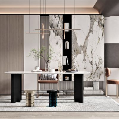 现代风格书房，书桌椅组合