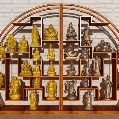 新中式古典实木博古架多宝阁格