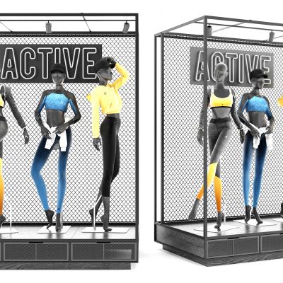 工业风铁艺铁丝网服装橱窗展台展架