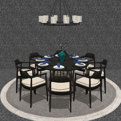 新中式圆餐桌椅