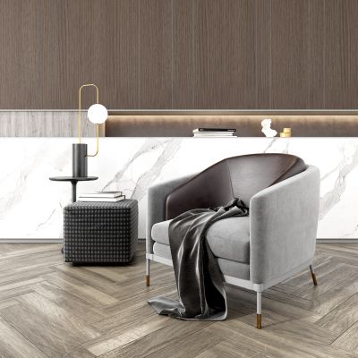 现代单人沙发边几组合