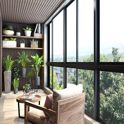 现代阳台盆栽绿植休闲椅