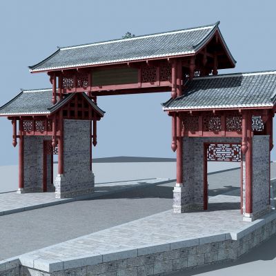 中式古建筑大门门楼