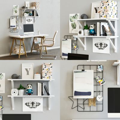 北欧书桌椅 工作台 壁架 电脑 台灯 盒子