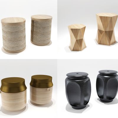 新中式民宿原木实木木头麻绳坐凳