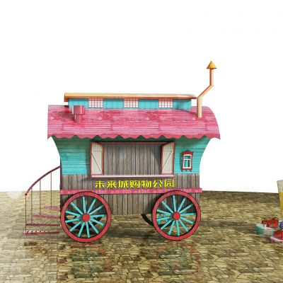 现代糖果美陈售卖亭摊位售卖车美陈